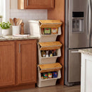 3 Pieces Storage Bins on Wheels Stackable Plastic Boxes with Stay-Open Lid (M) by LJGDeals