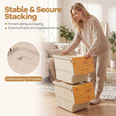 3 Pieces Storage Bins on Wheels Stackable Plastic Boxes with Stay-Open Lid (M) by LJGDeals