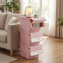 3 Pieces Storage Bins on Wheels Stackable Plastic Boxes with Stay-Open Lid (M) by LJGDeals