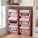 3 Pieces Storage Bins on Wheels Stackable Plastic Boxes with Stay-Open Lid (M) by LJGDeals
