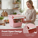 3 Pieces Storage Bins on Wheels Stackable Plastic Boxes with Stay-Open Lid (M) by LJGDeals