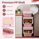 3 Pieces Storage Bins on Wheels Stackable Plastic Boxes with Stay-Open Lid (M) by LJGDeals