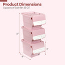 3 Pieces Storage Bins on Wheels Stackable Plastic Boxes with Stay-Open Lid (M)