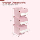 3 Pieces Storage Bins on Wheels Stackable Plastic Boxes with Stay-Open Lid (M) by LJGDeals