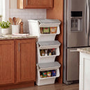 3 Pieces Storage Bins on Wheels Stackable Plastic Boxes with Stay-Open Lid (M) by LJGDeals