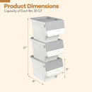 3 Pieces Storage Bins on Wheels Stackable Plastic Boxes with Stay-Open Lid (M) by LJGDeals