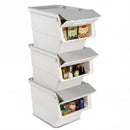 3 Pieces Storage Bins on Wheels Stackable Plastic Boxes with Stay-Open Lid (S) by LJGDeals