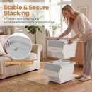 3 Pieces Storage Bins on Wheels Stackable Plastic Boxes with Stay-Open Lid (S) by LJGDeals