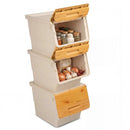 3 Pieces Storage Bins on Wheels Stackable Plastic Boxes with Stay-Open Lid (S) by LJGDeals