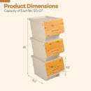 3 Pieces Storage Bins on Wheels Stackable Plastic Boxes with Stay-Open Lid (S) by LJGDeals