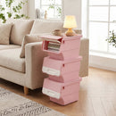 3 Pieces Storage Bins on Wheels Stackable Plastic Boxes with Stay-Open Lid (S) by LJGDeals