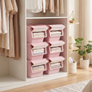 3 Pieces Storage Bins on Wheels Stackable Plastic Boxes with Stay-Open Lid (S) by LJGDeals