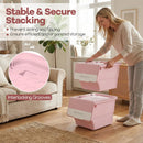 3 Pieces Storage Bins on Wheels Stackable Plastic Boxes with Stay-Open Lid (S) by LJGDeals