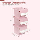 3 Pieces Storage Bins on Wheels Stackable Plastic Boxes with Stay-Open Lid (S)