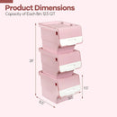 3 Pieces Storage Bins on Wheels Stackable Plastic Boxes with Stay-Open Lid (S) by LJGDeals