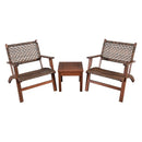 3 Pieces Outdoor Wooden Patio Rattan Furniture Set by LJGDeals