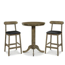 3 Pieces Wood Bar Table Set for 2 Round Pub Table with Pedestal Base and 2 Armless Stools by LJGDeals