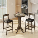 3 Pieces Wood Bar Table Set for 2 Round Pub Table with Pedestal Base and 2 Armless Stools by LJGDeals