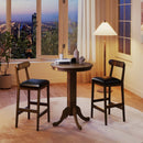 3 Pieces Wood Bar Table Set for 2 Round Pub Table with Pedestal Base and 2 Armless Stools by LJGDeals