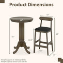 3 Pieces Wood Bar Table Set for 2 Round Pub Table with Pedestal Base and 2 Armless Stools by LJGDeals