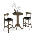 3 Pieces Wood Bar Table Set for 2 Round Pub Table with Pedestal Base and 2 Armless Stools by LJGDeals