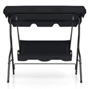 3 Seat Outdoor Patio Canopy Swing with Cushioned Steel Frame-Black