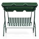 3 Seat Outdoor Patio Canopy Swing with Cushioned Steel Frame-Blue by LJGDeals