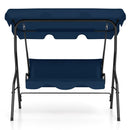 3 Seat Outdoor Patio Canopy Swing with Cushioned Steel Frame-Blue by LJGDeals
