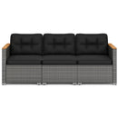 3-Seat Patio Couch Sofa PE Rattan Loveseat Furniture Set with Deep Seating and Cushion-Mix Grey by LJGDeals