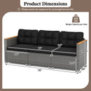 3-Seat Patio Couch Sofa PE Rattan Loveseat Furniture Set with Deep Seating and Cushion-Mix Grey by LJGDeals