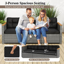 3-Seat Patio Couch Sofa PE Rattan Loveseat Furniture Set with Deep Seating and Cushion-Mix Grey by LJGDeals