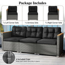 3-Seat Patio Couch Sofa PE Rattan Loveseat Furniture Set with Deep Seating and Cushion-Mix Grey by LJGDeals