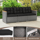 3-Seat Patio Couch Sofa PE Rattan Loveseat Furniture Set with Deep Seating and Cushion-Mix Grey by LJGDeals