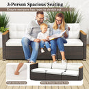 3-Seat Patio Couch Sofa with Deep Seating and Cushion-White by LJGDeals