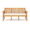 62.5 Inches Patio 3-Seat Wood Bench with Soft Seat Cushions-White by LJGDeals