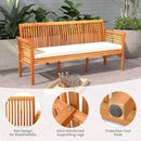 62.5 Inches Patio 3-Seat Wood Bench with Soft Seat Cushions-White by LJGDeals