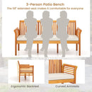 62.5 Inches Patio 3-Seat Wood Bench with Soft Seat Cushions-White by LJGDeals