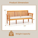 62.5 Inches Patio 3-Seat Wood Bench with Soft Seat Cushions-White by LJGDeals