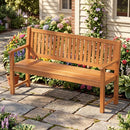 3-Seater Wooden Garden Bench with Backrest, 59 Inch by LJGDeals