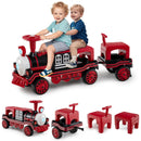 3-Seater Trackless Ride on Train Set 12V Ride on Toy Car with 2 Removable Chairs by LJGDeals