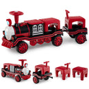 3-Seater Trackless Ride on Train Set 12V Ride on Toy Car with 2 Removable Chairs