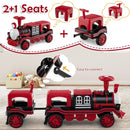 3-Seater Trackless Ride on Train Set 12V Ride on Toy Car with 2 Removable Chairs