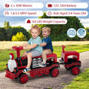 3-Seater Trackless Ride on Train Set 12V Ride on Toy Car with 2 Removable Chairs