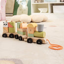 3-Section Toy Wooden Train Set with Stackable Building Blocks by LJGDeals