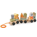 3-Section Toy Wooden Train Set with Stackable Building Blocks by LJGDeals