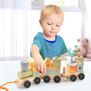 3-Section Toy Wooden Train Set with Stackable Building Blocks by LJGDeals