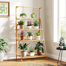 3 Tier Bamboo Hanging Plant Stand with Height Adjustable Hanger Rod-Natural by LJGDeals