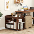 3-Tier Side End Table with Universal Wheels-Walnut by LJGDeals