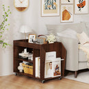 3-Tier Side End Table with Universal Wheels-Walnut by LJGDeals