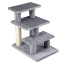 3-Tier Cat Stairs 19 Inch Plush Steps with Scratching Posts for High Bed Sofa-Gray by LJGDeals